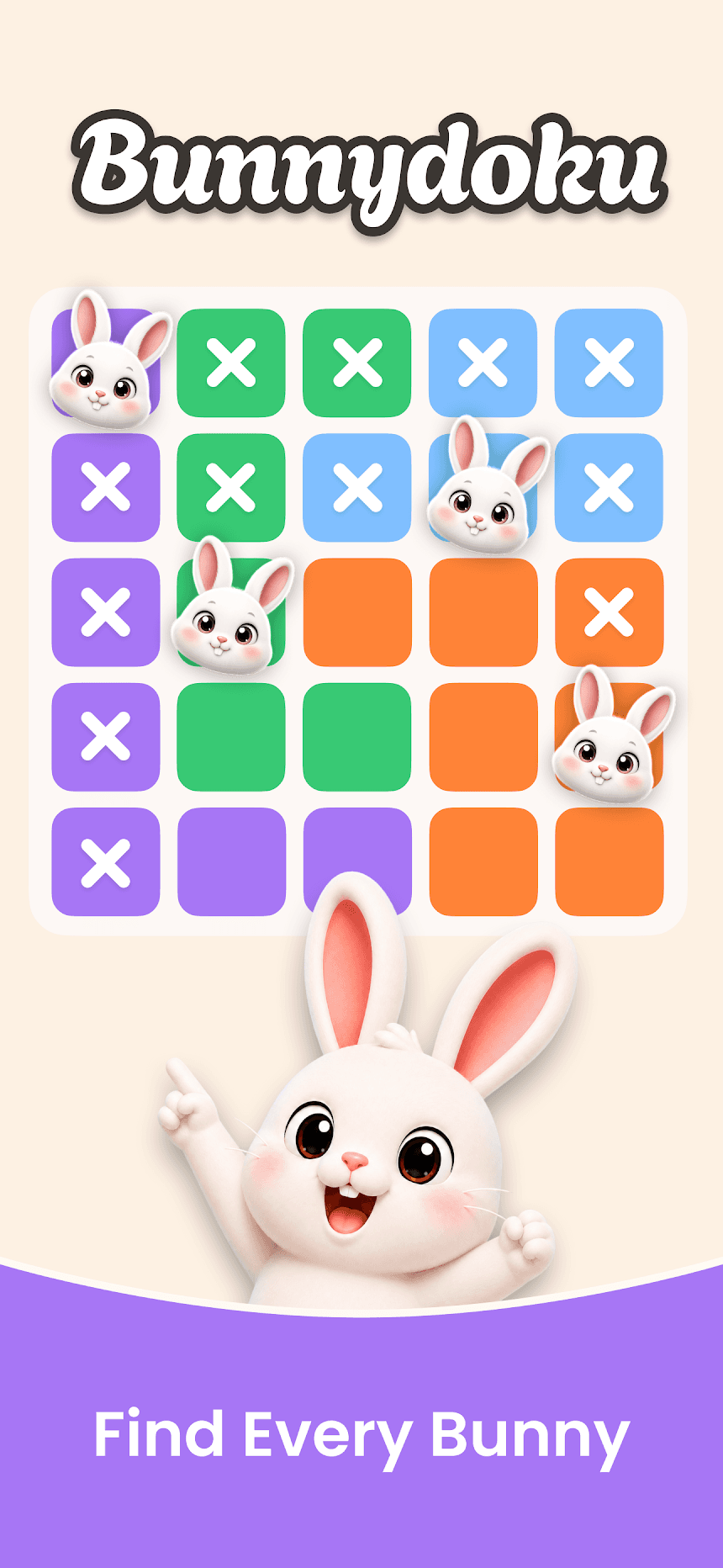 Bunnydoku Google Play screenshot: Find Every Bunny
