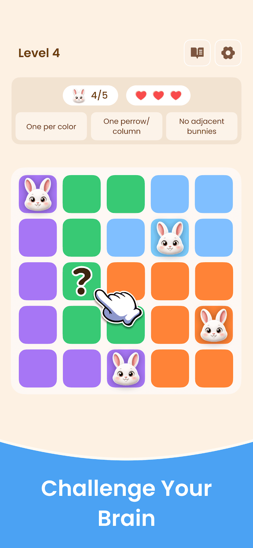 Bunnydoku Google Play screenshot: Challenge Your Brain with hints and logic